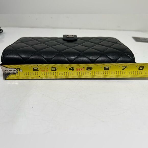 CHANEL Matelasse Timeless Classics Bifold Long Wallet Lamb Skin Black Authentic - Picture 12 of 13